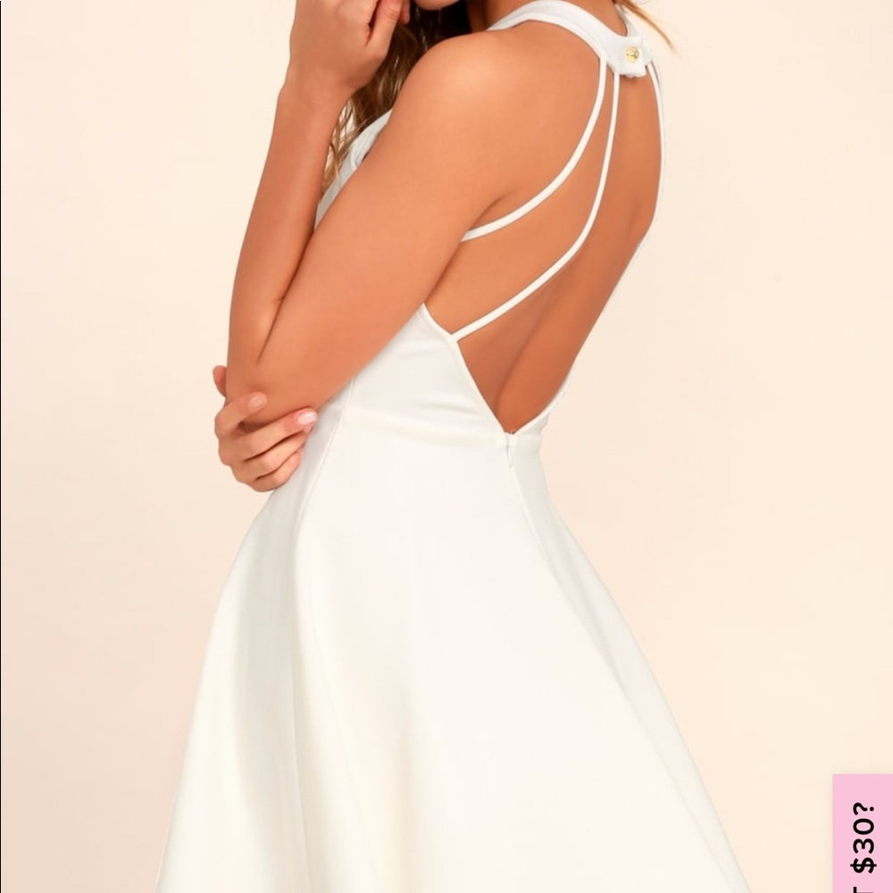 lulus ivory strappy back skater dress size small